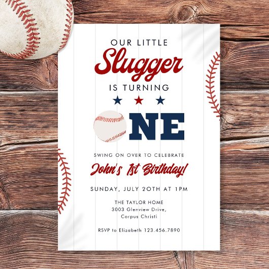 Little Slugger Baseball 1. Geburtstag Einladung