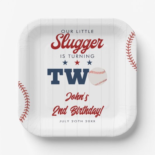 Little Slugger Baseball 2. Geburtstag Pappteller (Vorderseite)