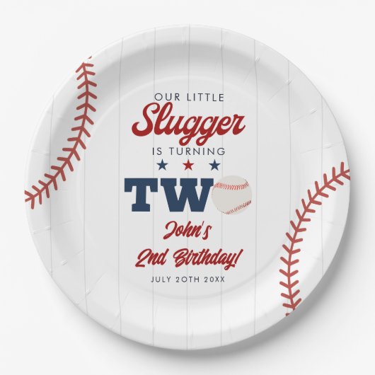 Little Slugger Baseball 2. Geburtstag Pappteller (Vorderseite)