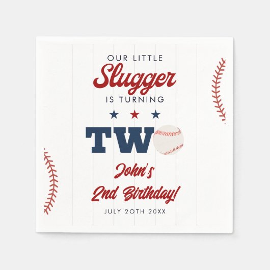 Little Slugger Baseball 2nd Birthday Serviette (Vorderseite)