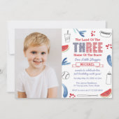 Little Slugger Baseball 3. Geburtstag Party Foto Einladung (Vorderseite)