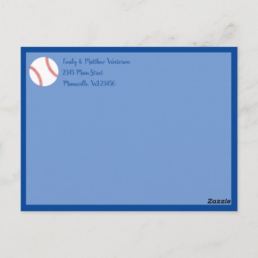 Little Slugger Baseball Baby Birth Ankündigung Postkarte (Rückseite)