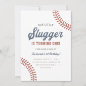 Little Slugger Baseball Boys 1. Geburtstag Party Einladung (Vorderseite)