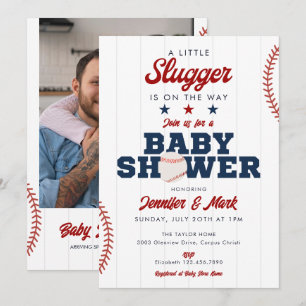 Little Slugger Baseball Foto Baby Shower Einladung