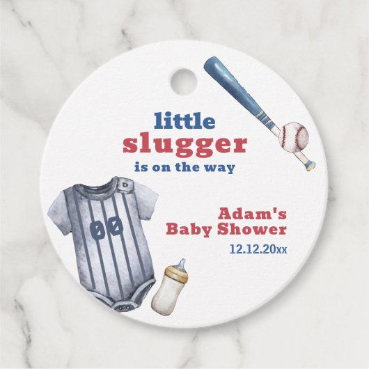 Little Slugger Baseball Shirt Bottle Baby Shower Geschenkanhänger (Vorderseite)