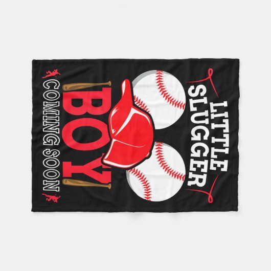 Little Slugger Boy Coming Soon Baby Announcement B Fleecedecke (Vorderseite (Horizontal))