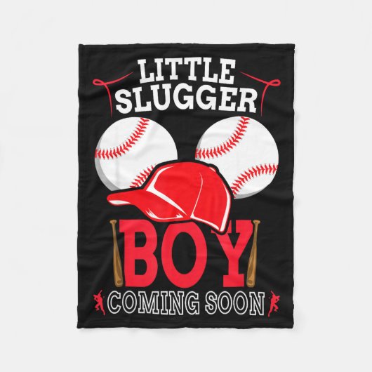 Little Slugger Boy Coming Soon Baby Announcement B Fleecedecke (Vorderseite)