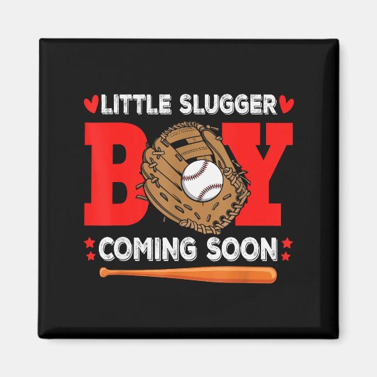 Little Slugger Boy Coming Soon Baby Announcement B Magnet (Vorne)
