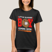 Little Slugger Boy Coming Soon Baby Announcement B T-Shirt (Vorderseite)