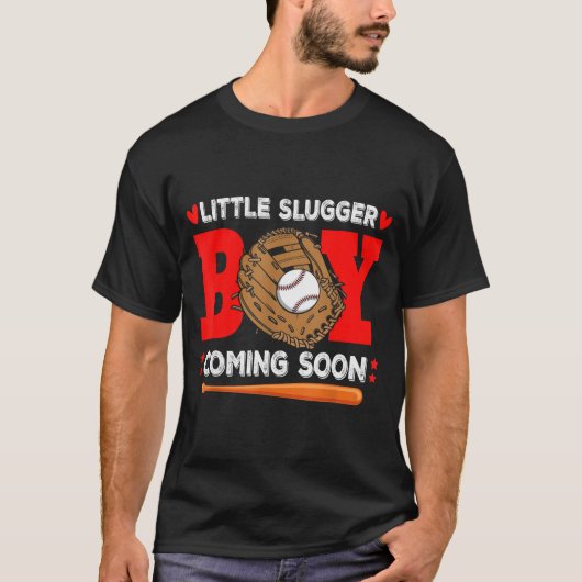 Little Slugger Boy Coming Soon Baby Announcement B T-Shirt (Vorderseite)
