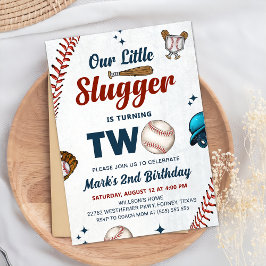 Little Slugger Boys Baseball 2. Geburtstag Party Einladung