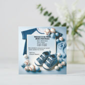 Little Slugger Geburtsankündigung Einladung (Stehend Vorderseite)