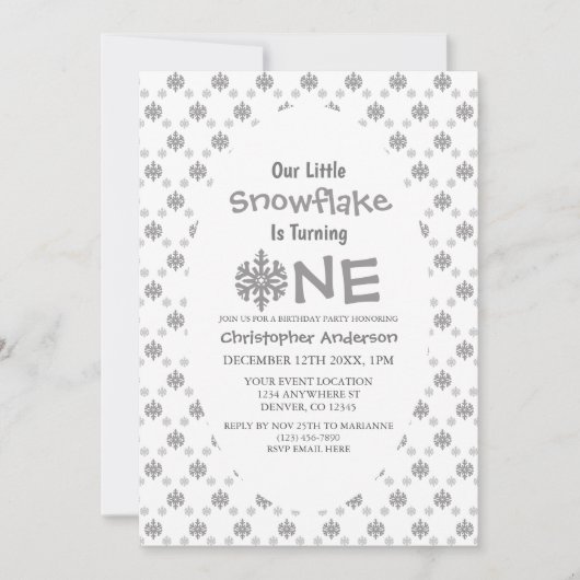 Little Snowflake 1. Geburtstag Einladung (Vorderseite)