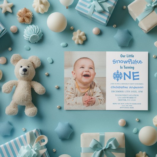 Little Snowflake 1. Geburtstag Einladung