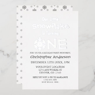 Little Snowflake 1. Geburtstag Folieneinladung