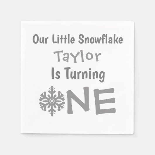 Little Snowflake 1. Geburtstag Serviette (Vorderseite)