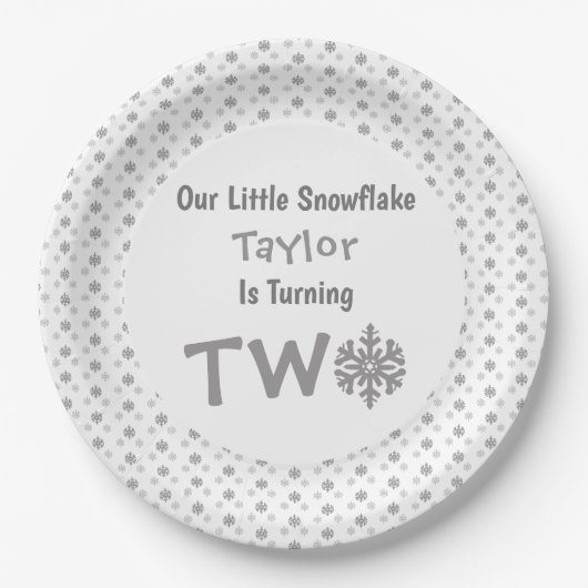 Little Snowflake 2. Geburtstag Pappteller (Vorderseite)