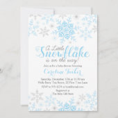 Little Snowflake Baby Boy Dusche Blue Silver Einladung (Vorderseite)