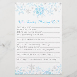 Little Snowflake Baby Boy Dusche Mommy Quiz Blue