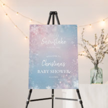 Little Snowflake Blue Baby Boy Shower Welcome Sign