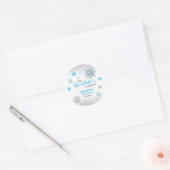 Little Snowflake Blue Silver Glittery Baby Shower Runder Aufkleber (Umschlag)