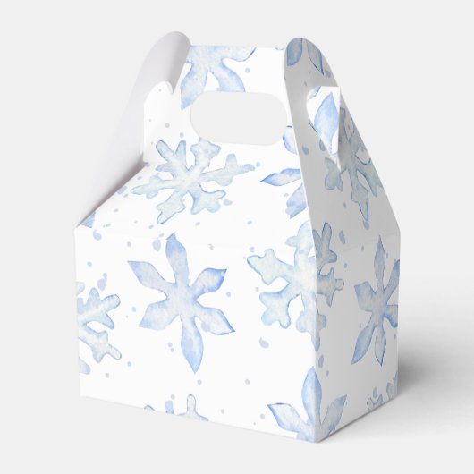 Little Snowflake Blue Wintery Baby Dusche Geschenkschachtel (Rückseite)