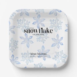 Little Snowflake Blue Wintery Baby Dusche Pappteller