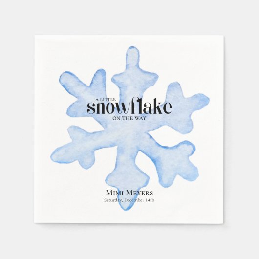Little Snowflake Blue Wintery Baby Dusche Serviette (Vorderseite)