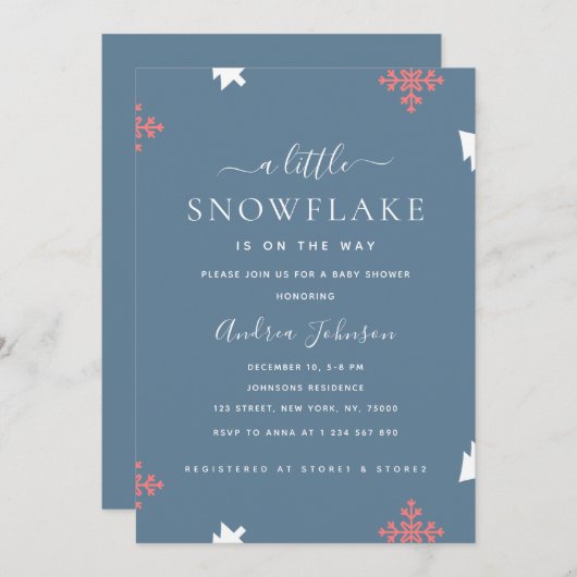 Little Snowflake Boy Baby Shower Einladung (Vorne/Hinten)