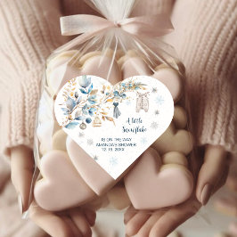 Little Snowflake Clothesline Baby Shower Herz-Aufkleber