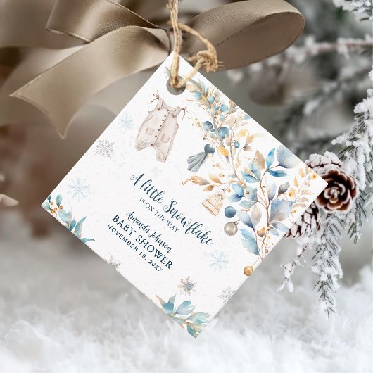 Little Snowflake Clothesline Winter Blue Thank You Geschenkanhänger