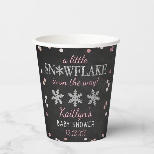 Little Snowflake Girls Winter Baby Dusche Pappbecher (Vorderseite)