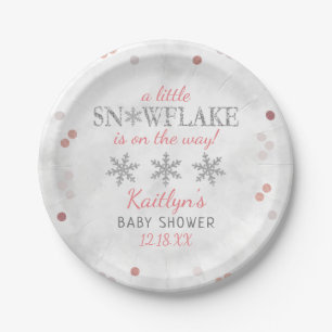 Little Snowflake Girls Winter Baby Dusche Pappteller
