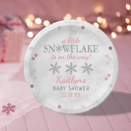 Little Snowflake Girls Winter Baby Dusche Pappteller