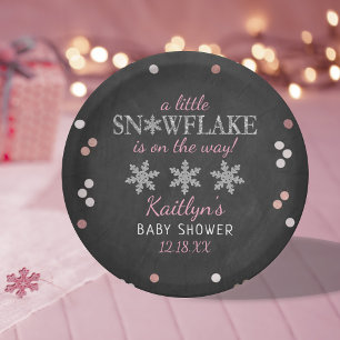 Little Snowflake Girls Winter Baby Dusche Pappteller