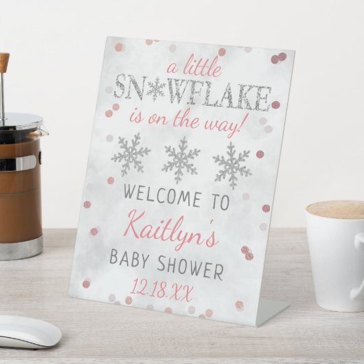 Little Snowflake Girls Winter Baby Dusche Willkomm Sockelschild (In SItu)