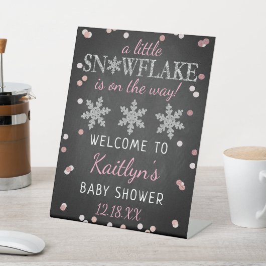 Little Snowflake Girls Winter Baby Dusche Willkomm Sockelschild (In SItu)