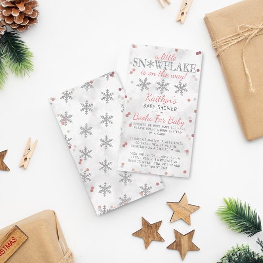 Little Snowflake Girls Winter Baby Shower Book Begleitkarte