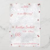 Little Snowflake Girls Winter Baby Shower Real Folieneinladung (Vorderseite)