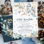 Little Snowflake Gold Winter Baby Shower   Einladung