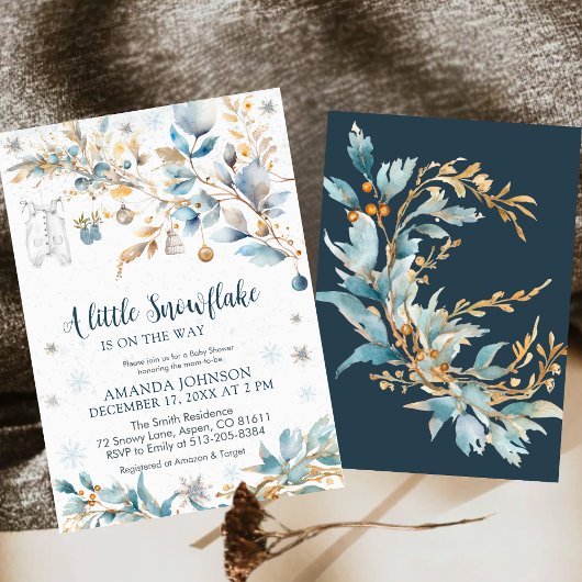 Little Snowflake Gold Winter Baby Shower Einladung