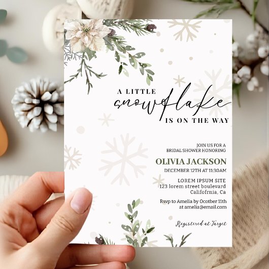 Little snowflake is on the way winter baby shower einladung