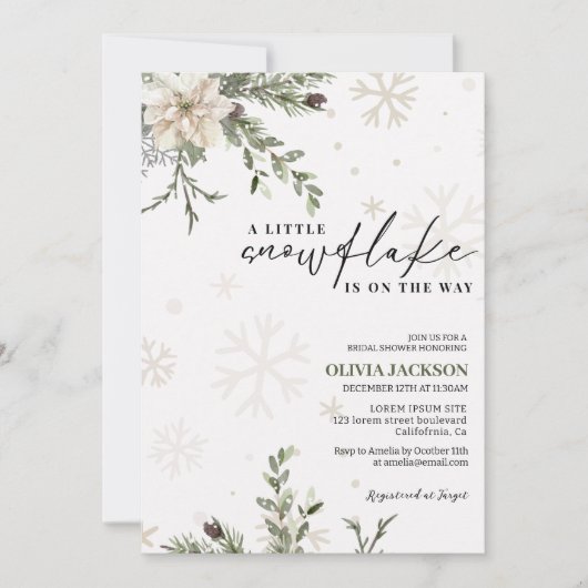Little snowflake is on the way winter baby shower einladung (Vorderseite)