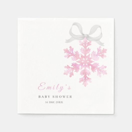 Little Snowflake Pink Baby Shower Napkins Serviette (Vorderseite)