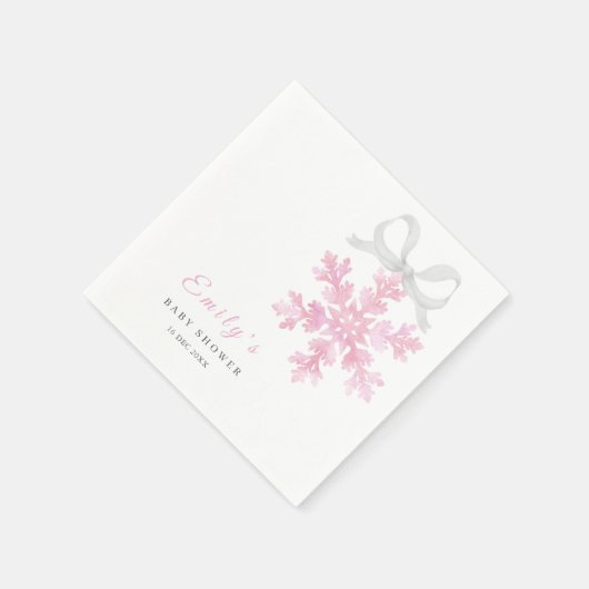 Little Snowflake Pink Baby Shower Napkins Serviette (Ecke)