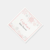 Little Snowflake Pink & Silver Girl Babydusche Serviette (Ecke)