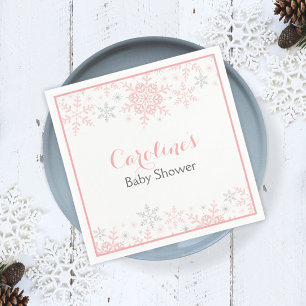 Little Snowflake Pink & Silver Girl Babydusche Serviette
