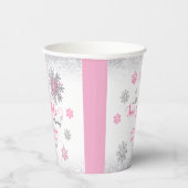 Little Snowflake Pink Silver Glittery Baby Shower Pappbecher (Rechts)