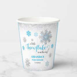 Little Snowflake Pink Silver Glittery Baby Shower  Pappbecher