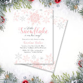 Little Snowflake Pink Silver Glitzer Babydusche Einladung